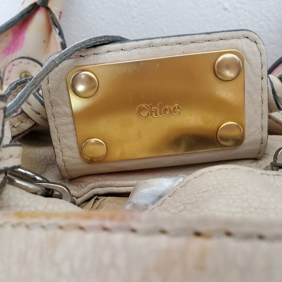 Chloe Leather purse lock bag dyed painted pink white yellow beige orange ivory - Picture 6 of 14
